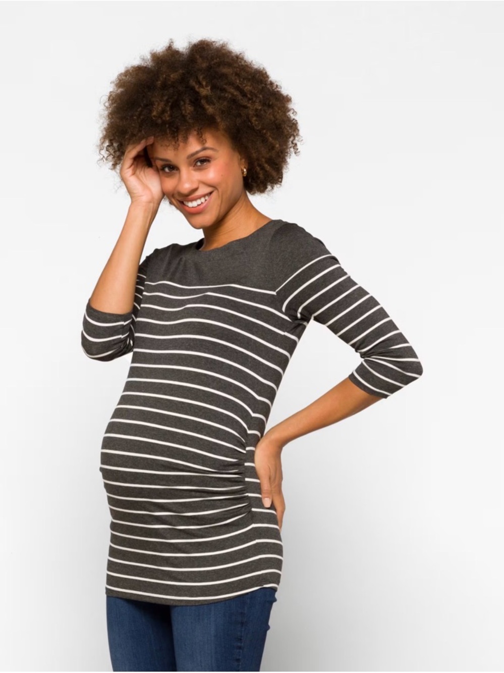 Laila Jayde Black & White Striped Long Sleeve Knit Top